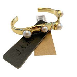 J. CREW Freshwater pearl inlay cuff bracelet